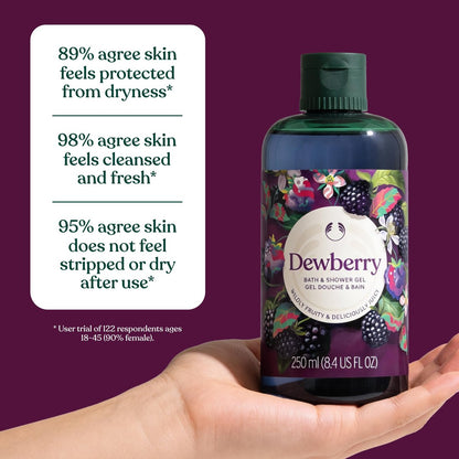 The Body Shop Dewberry Bath & Shower Gel - Gentle Lathering Body Wash with Fruity Scent, Vegan, for All Skin Types, 250 ml Avelisse