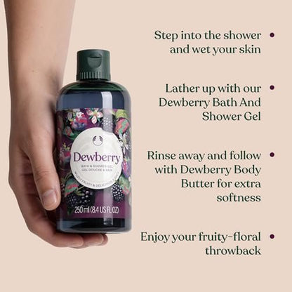 The Body Shop Dewberry Bath & Shower Gel - Gentle Lathering Body Wash with Fruity Scent, Vegan, for All Skin Types, 250 ml Avelisse
