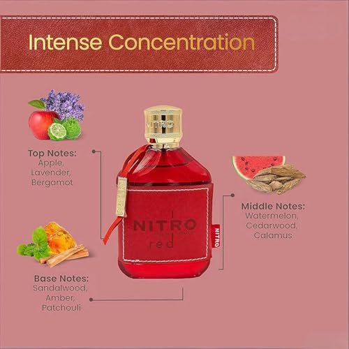 ocpcrn NITRO RED Eau de Parfum for Men - 3.4 oz Luxury Fragrance with Fruity, Woody, Floral & Masculine Notes - Long Lasting Cologne Mist & Body Spray Avelisse