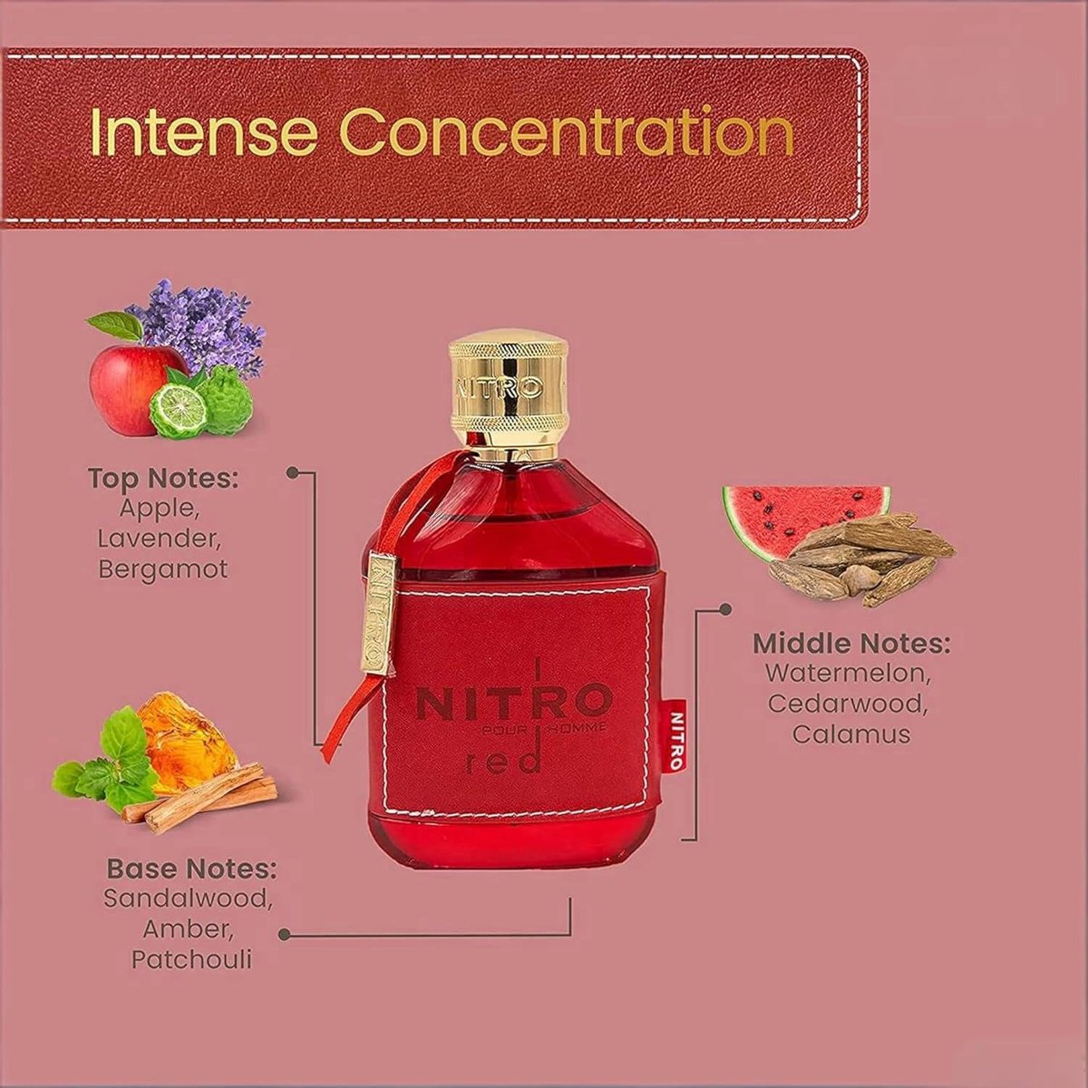 ocpcrn NITRO RED Eau de Parfum for Men - 3.4 oz Luxury Fragrance with Fruity, Woody, Floral & Masculine Notes - Long Lasting Cologne Mist & Body Spray Avelisse