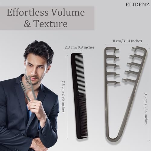 ELIDENZ Texture Comb for Men - 2 Pack + Gift | Natural Texturizing Styling Comb for Fluffy Hairstyles Daily Grooming - görsel 4