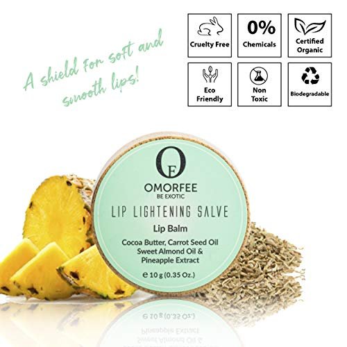 Omorfee Lip Lightening Salve - Natural Lip Balm for Dark Lips with SPF Protection, Cocoa Butter, Carrot Seed Oil & Pineapple Extract (0.35 oz) Avelisse