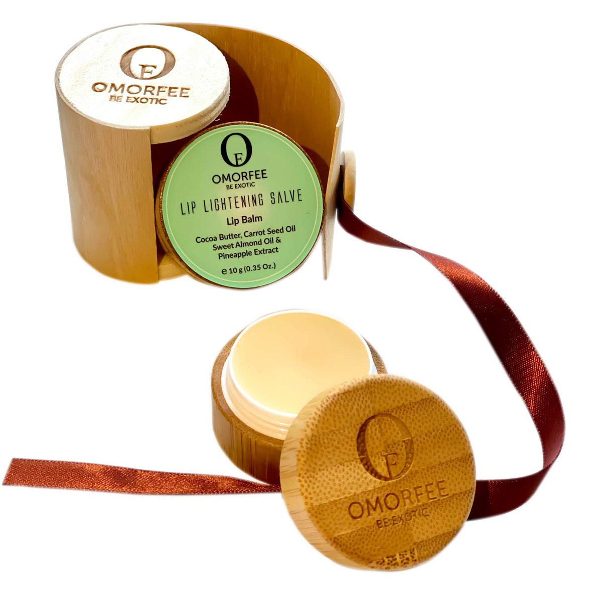 Omorfee Lip Lightening Salve - Natural Lip Balm for Dark Lips with SPF Protection, Cocoa Butter, Carrot Seed Oil & Pineapple Extract (0.35 oz) Avelisse