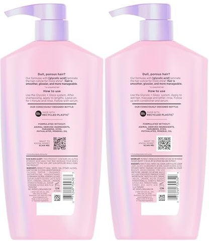 L'Oreal Paris Elvive Glycolic + Gloss Shine Boosting Shampoo and Conditioner Set, Cleanses and Smooths Dull, Porous Hair into High-Shine, Glossy Hair, 13.5 Fl Oz Each Avelisse