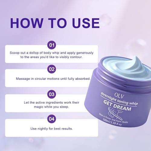 OLV Overnight Toning Whip – Body Firming Cream for Women, Anti-Wrinkle Moisturizer, Smooth & Tight Skin, 3.38 oz Avelisse