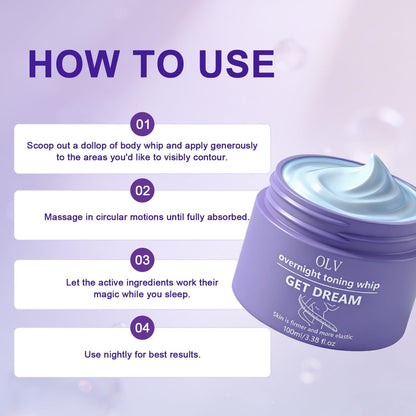OLV Overnight Toning Whip – Body Firming Cream for Women, Anti-Wrinkle Moisturizer, Smooth & Tight Skin, 3.38 oz Avelisse