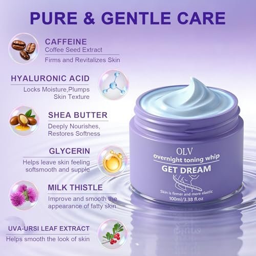 OLV Overnight Toning Whip – Body Firming Cream for Women, Anti-Wrinkle Moisturizer, Smooth & Tight Skin, 3.38 oz Avelisse
