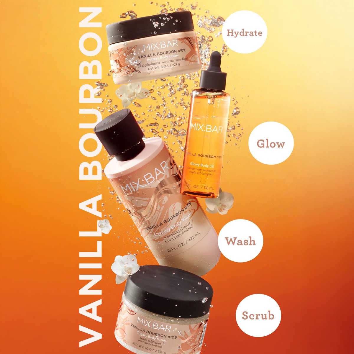 MIX:BAR Vanilla Bourbon Creamy Body Wash – Hydrating & Moisturizing with Niacinamide, Panthenol & Vitamin C, Vegan, Sulfate Free, Paraben Free, 16oz - görsel 5