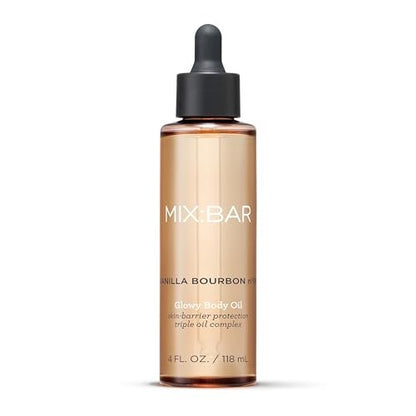 MIX:BAR Vanilla Bourbon Glowy Body Oil - Nourishing Dry Skin Moisturizer with Jojoba & Avocado Oil, Vegan, Paraben Free, 5oz Avelisse