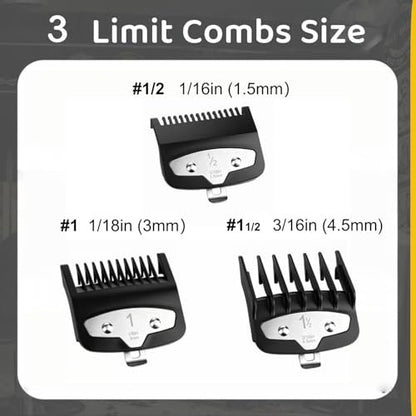 Vetmor 3-Piece Clipper Guard Set - Black Professional Clipper Guards Compatible with Wahl Most Clippers (1.5mm/3mm/4.5mm) Avelisse