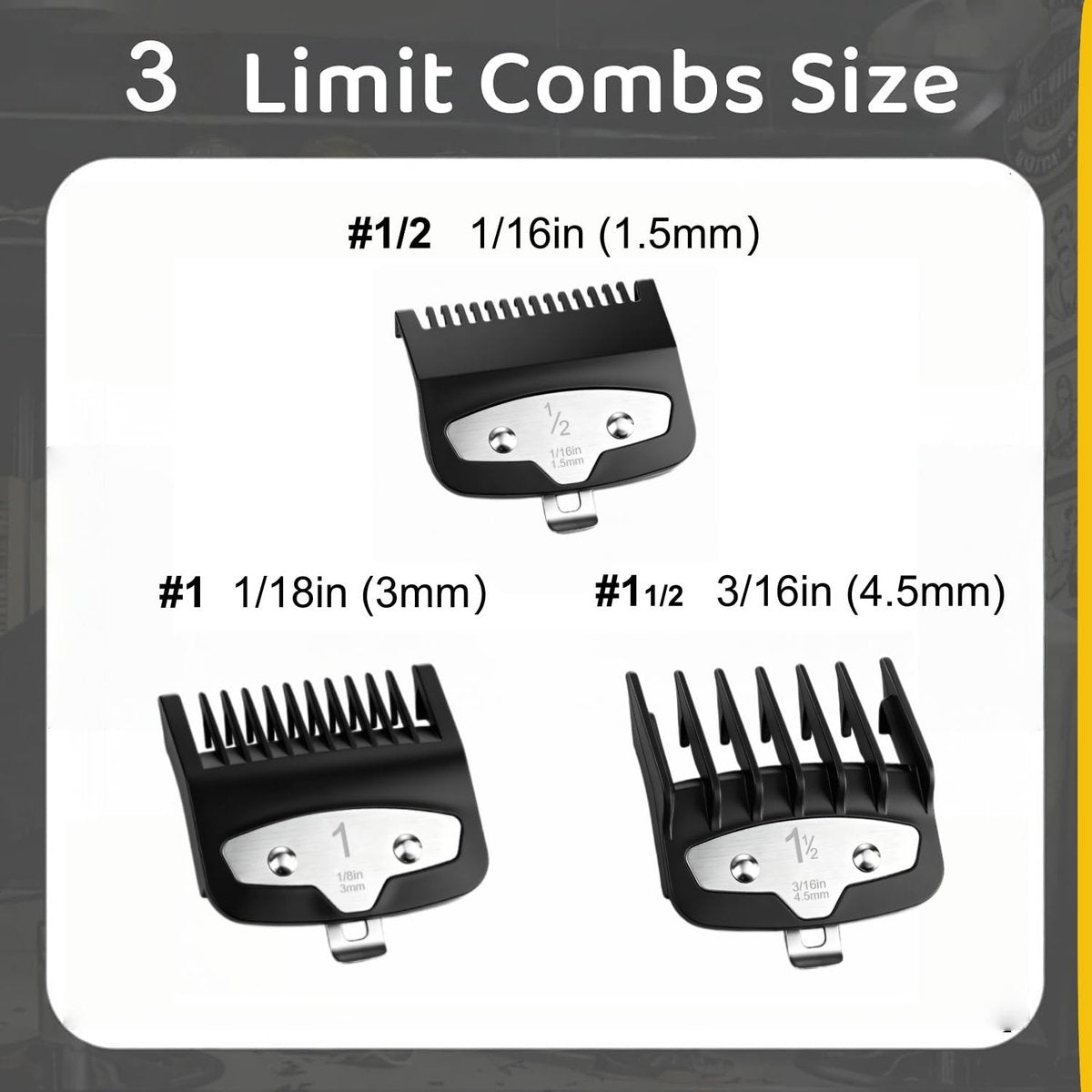 Vetmor 3-Piece Clipper Guard Set - Black Professional Clipper Guards Compatible with Wahl Most Clippers (1.5mm/3mm/4.5mm) Avelisse