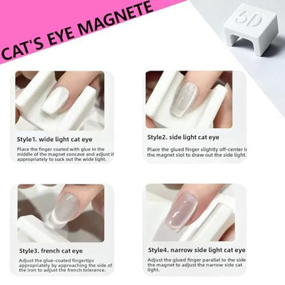8PCS 3 in 1 Cat Eye Magnet Set - 2026 New Nail Art Magnet Tools for French Tip, Heart-Shaped & Hollow Designs