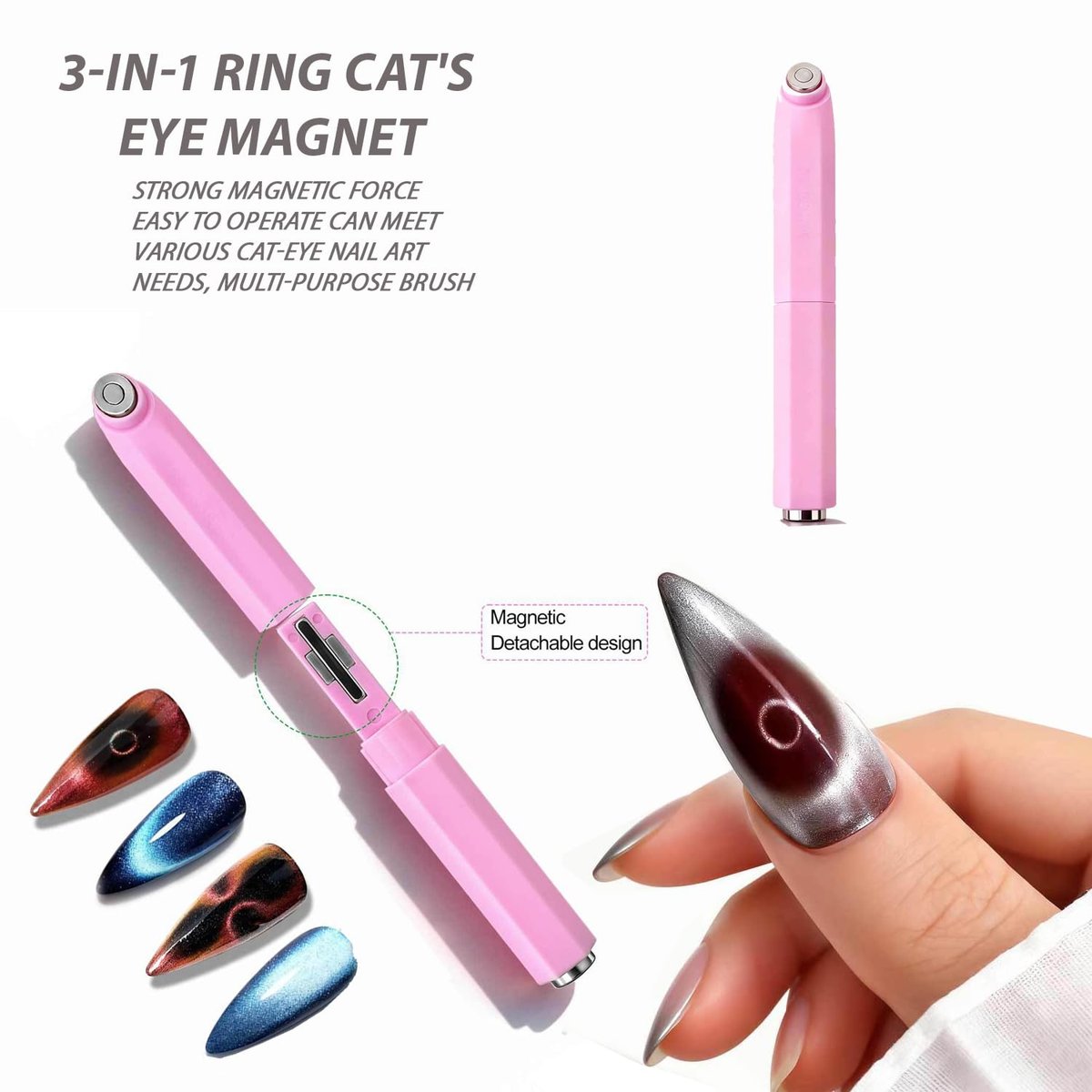 8PCS 3 in 1 Cat Eye Magnet Set - 2026 New Nail Art Magnet Tools for French Tip, Heart-Shaped & Hollow Designs - görsel 3