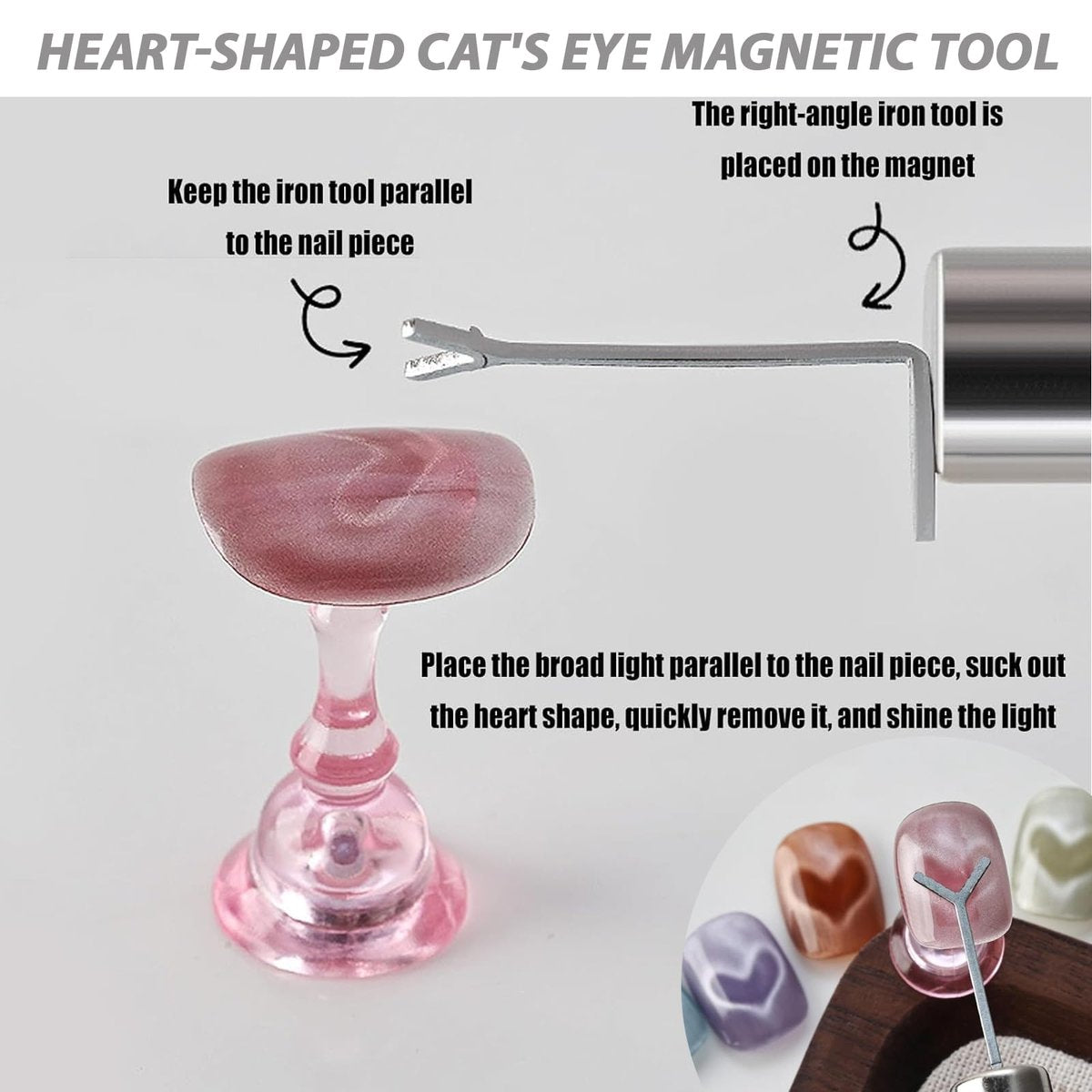 8PCS 3 in 1 Cat Eye Magnet Set - 2026 New Nail Art Magnet Tools for French Tip, Heart-Shaped & Hollow Designs - görsel 11