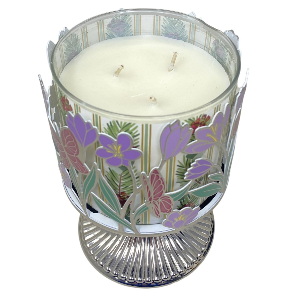 Bath & Body Works Butterfly 3-Wick Candle Holder with Natural Oats Sample Soap - Silver - görsel 5