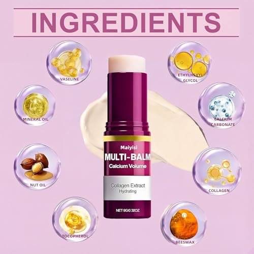 Maiyisi Calcium Volume Multi Balm Stick - Anti-Wrinkle & Hydrating Collagen Treatment for Face, Eyes, Lips & Neck, Firming, Smoothing & Nourishing Balm (B1) Avelisse