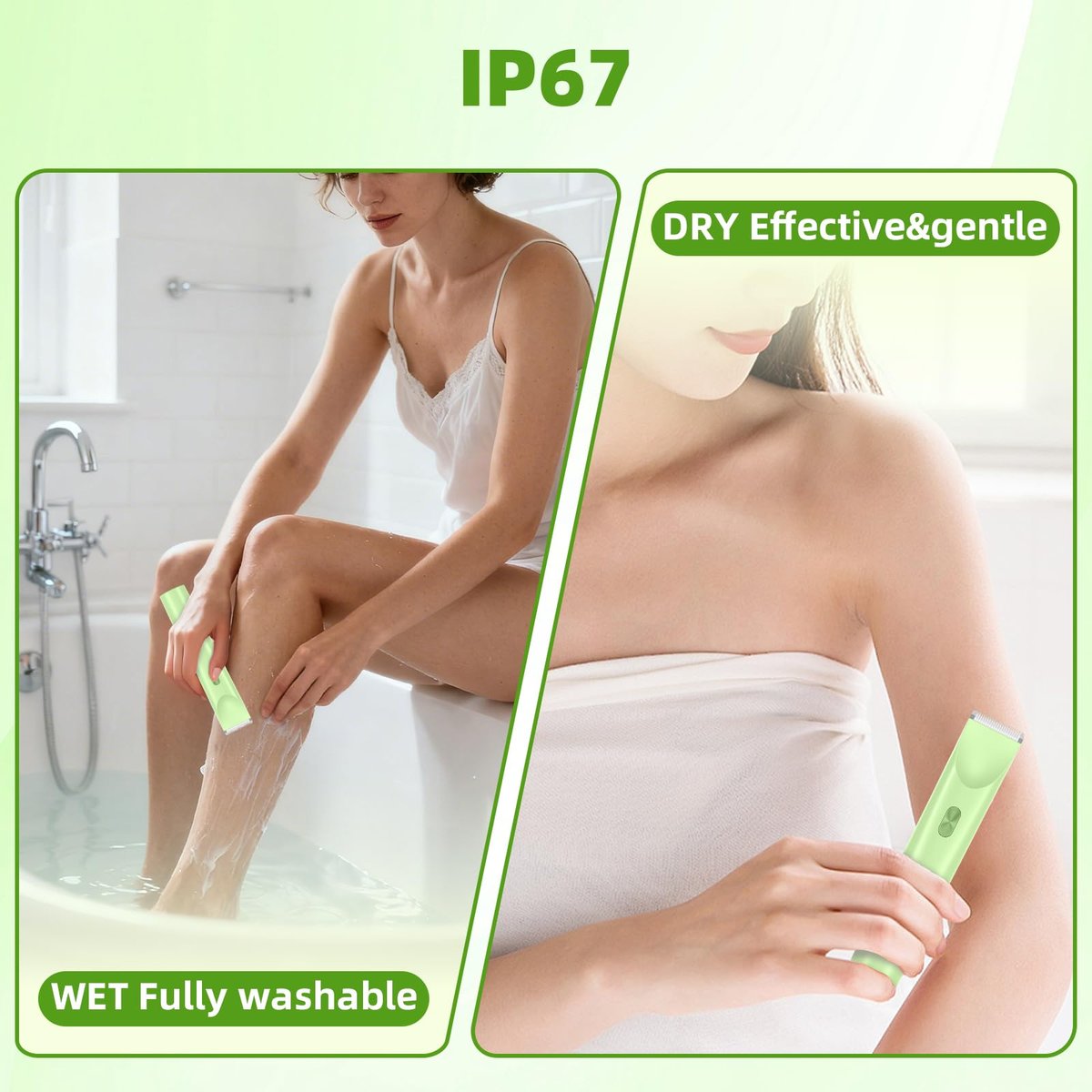 EcoVibe Bikini Trimmer Electric Razor for Women’s Sensitive Skin, IPX67 Waterproof Pubic Hair Trimmer, USB-C Rechargeable Cordless Body Shaver for Bikini Line & Underarms - görsel 7