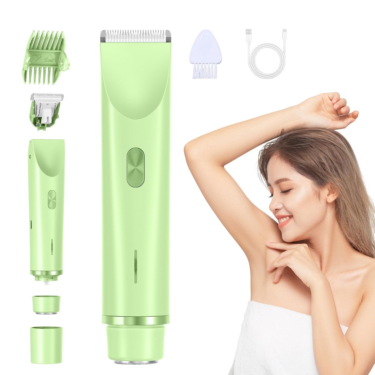 EcoVibe Bikini Trimmer Electric Razor for Women’s Sensitive Skin, IPX67 Waterproof Pubic Hair Trimmer, USB-C Rechargeable Cordless Body Shaver for Bikini Line & Underarms - görsel 1