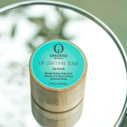 Omorfee Lip Lightening Scrub - Vegan Exfoliating & Moisturizing Treatment with Vitamin E & Natural Beads for Dull, Dry, Dark or Discolored Lips (0.7 oz) Avelisse