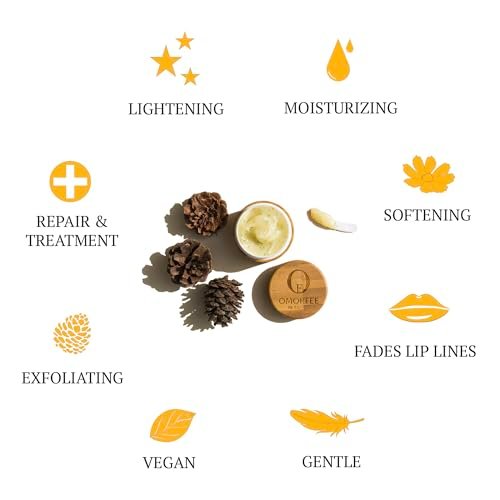 Omorfee Lip Lightening Scrub - Vegan Exfoliating & Moisturizing Treatment with Vitamin E & Natural Beads for Dull, Dry, Dark or Discolored Lips (0.7 oz) Avelisse