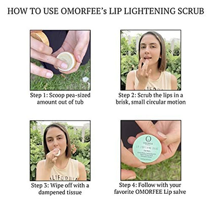 Omorfee Lip Lightening Scrub - Vegan Exfoliating & Moisturizing Treatment with Vitamin E & Natural Beads for Dull, Dry, Dark or Discolored Lips (0.7 oz) Avelisse