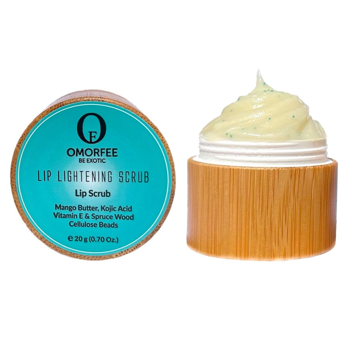 Omorfee Lip Lightening Scrub - Vegan Exfoliating & Moisturizing Treatment with Vitamin E & Natural Beads for Dull, Dry, Dark or Discolored Lips (0.7 oz) Avelisse
