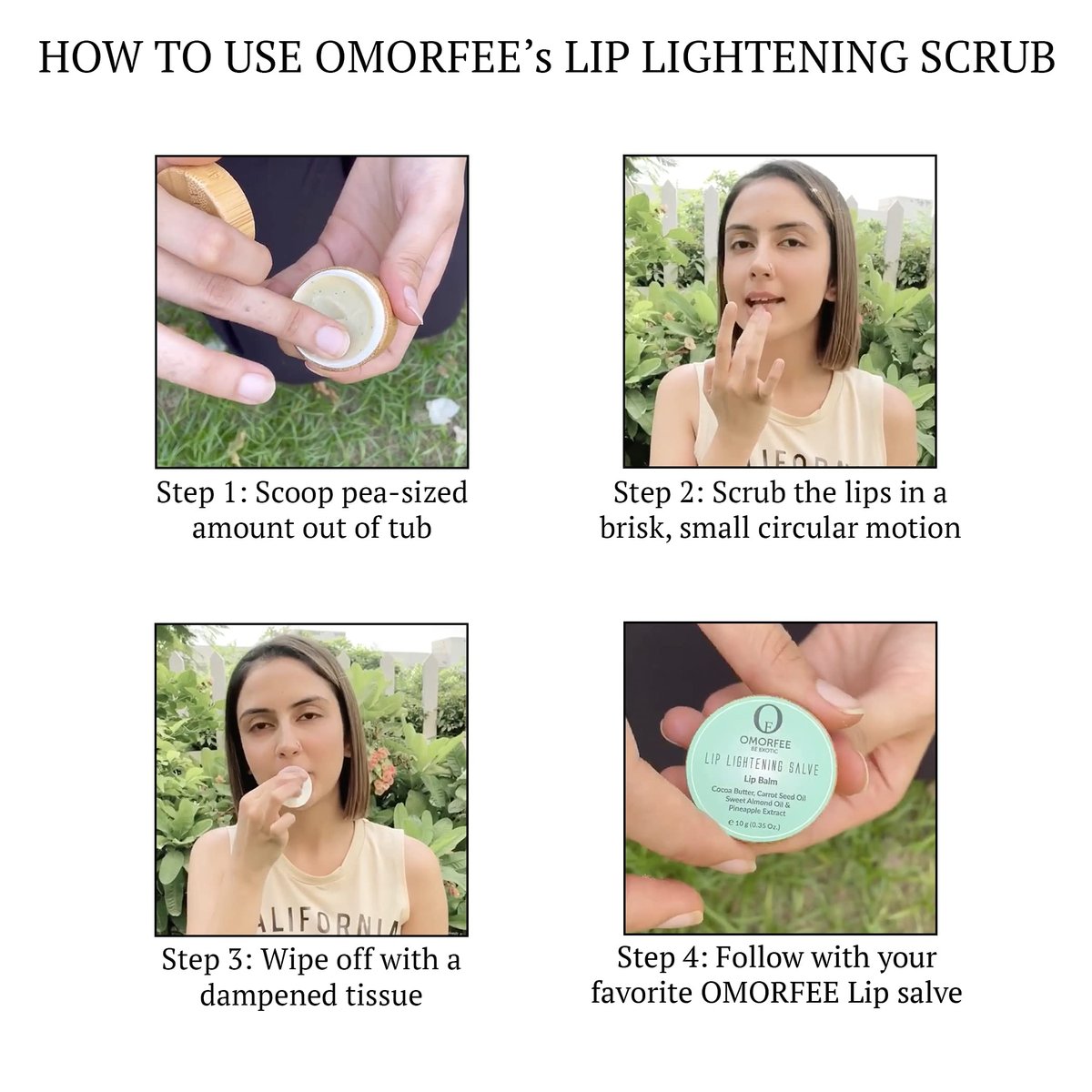 Omorfee Lip Lightening Scrub - Vegan Exfoliating & Moisturizing Treatment with Vitamin E & Natural Beads for Dull, Dry, Dark or Discolored Lips (0.7 oz) Avelisse