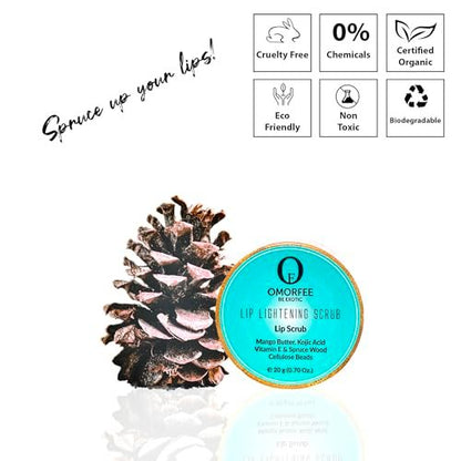 Omorfee Lip Lightening Scrub - Vegan Exfoliating & Moisturizing Treatment with Vitamin E & Natural Beads for Dull, Dry, Dark or Discolored Lips (0.7 oz) Avelisse