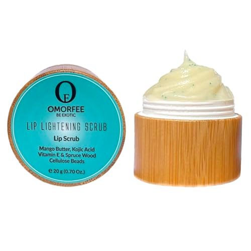Omorfee Lip Lightening Scrub - Vegan Exfoliating & Moisturizing Treatment with Vitamin E & Natural Beads for Dull, Dry, Dark or Discolored Lips (0.7 oz) Avelisse