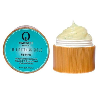 Omorfee Lip Lightening Scrub - Vegan Exfoliating & Moisturizing Treatment with Vitamin E & Natural Beads for Dull, Dry, Dark or Discolored Lips (0.7 oz) Avelisse