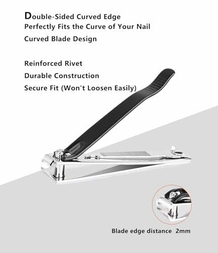 GYQUL Large Stainless Steel Nail Clipper with Built-in Metal File - 2 Pack, Sharp & Sturdy Blade for Fingernails and Toenails - görsel 14