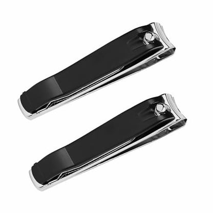 GYQUL Large Stainless Steel Nail Clipper with Built-in Metal File - 2 Pack, Sharp & Sturdy Blade for Fingernails and Toenails
