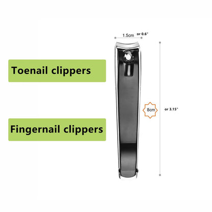 GYQUL Large Stainless Steel Nail Clipper with Built-in Metal File - 2 Pack, Sharp & Sturdy Blade for Fingernails and Toenails