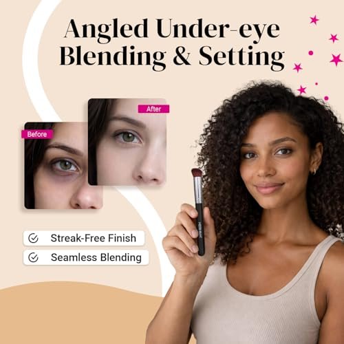Keshima Angled Concealer Brush - Seamless Under-Eye Concealing, Contouring & Setting for Liquid, Cream & Powder Makeup - görsel 8