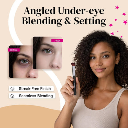 Keshima Angled Concealer Brush - Seamless Under-Eye Concealing, Contouring & Setting for Liquid, Cream & Powder Makeup