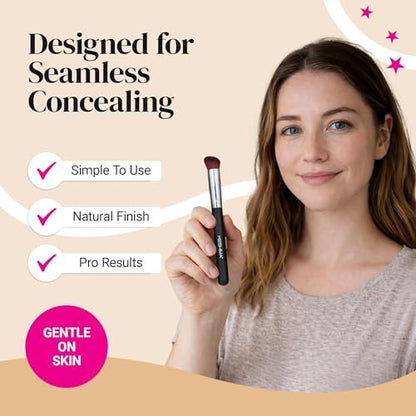 Keshima Angled Concealer Brush - Seamless Under-Eye Concealing, Contouring & Setting for Liquid, Cream & Powder Makeup