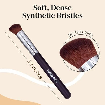 Keshima Angled Concealer Brush - Seamless Under-Eye Concealing, Contouring & Setting for Liquid, Cream & Powder Makeup