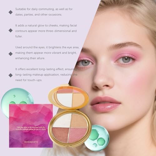 4-in-1 Eye & Cheek Palette – Eyeshadow, Highlighter & Blush Makeup Kit for Women & Girls Avelisse