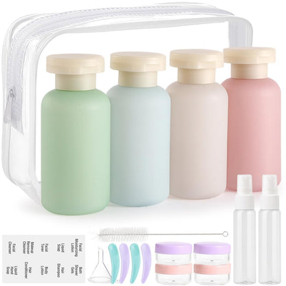18 Pack Travel Bottles for Toiletries - TSA Approved Leak Proof Refillable Plastic Travel Containers, BPA Free Travel Essentials for Shampoo Conditioner Lotion Liquids, Airport Carry On Accessories