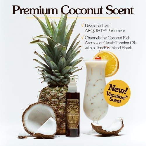 Vacation Coconut Oil SPF 15 & Air Freshener Bundle, Lightweight Sunscreen Oil Spray, Transparent On All Skin Tones, Hydrating & Nourishing, Non-Greasy Finish, 5 Fl. Oz. Avelisse