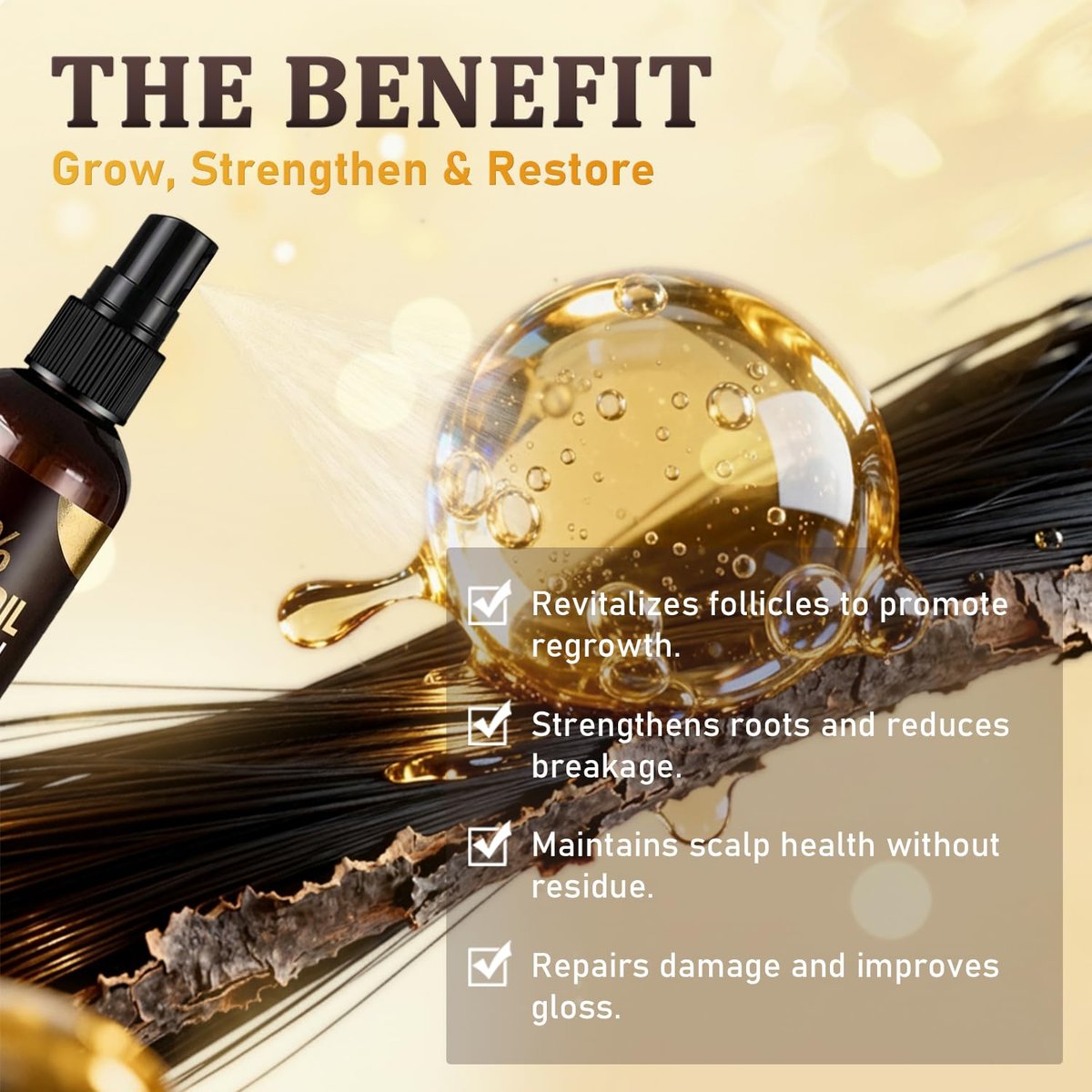 5% Minoxidil Hair Growth Spray for Men & Women with Biotin, Rosemary & Batana Extracts - Extra Strength Treatment for Hair Loss, Thinning & Beard Regrowth, 3.38 Fl Oz - görsel 3