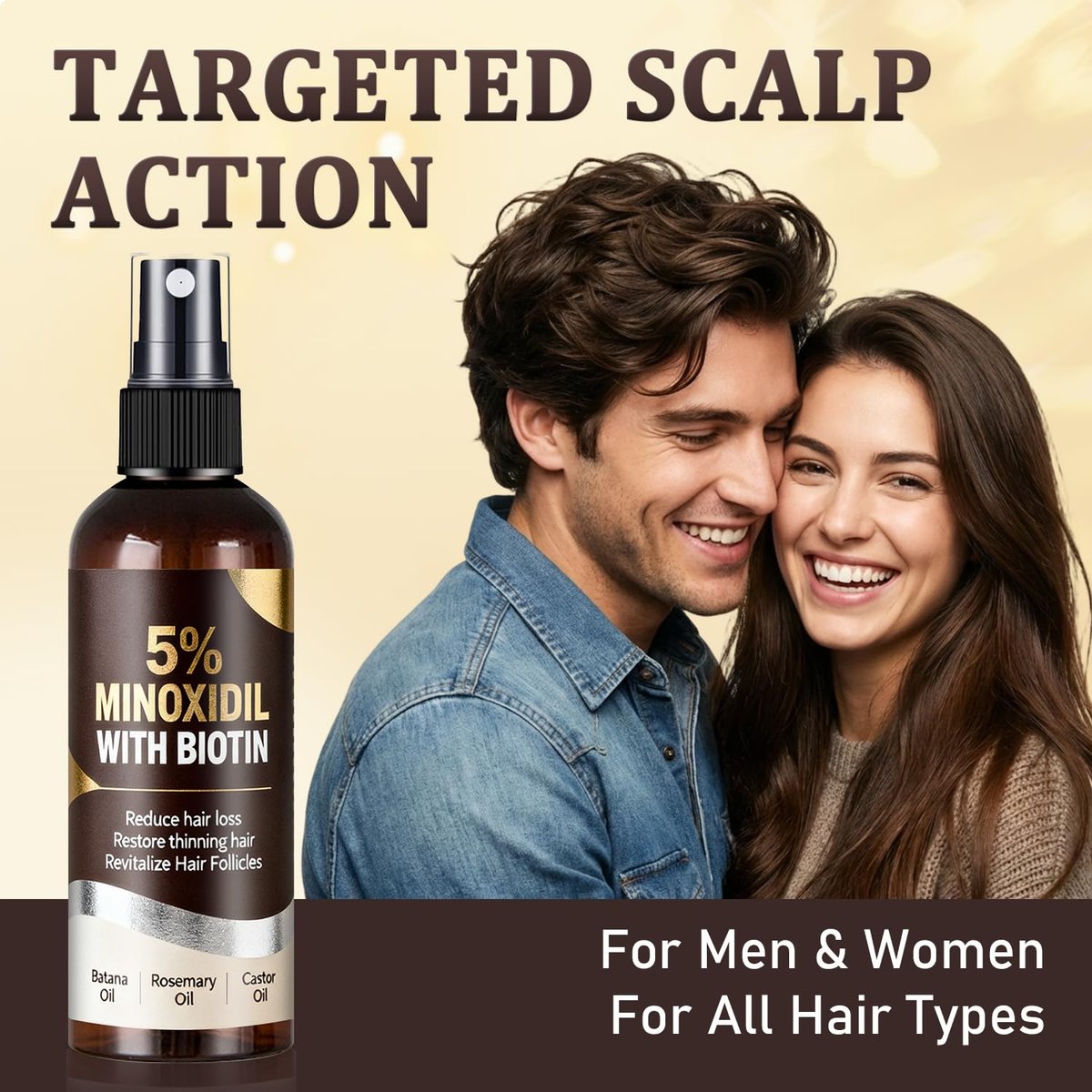 5% Minoxidil Hair Growth Spray for Men & Women with Biotin, Rosemary & Batana Extracts - Extra Strength Treatment for Hair Loss, Thinning & Beard Regrowth, 3.38 Fl Oz - görsel 13