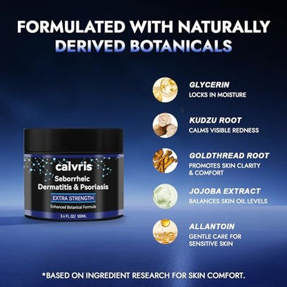 Calvris Extra Strength Scalp Cream – Flake & Itch Relief for Dandruff and Dry Scalp, Enhanced Botanical Formula, 3.4 fl oz Avelisse