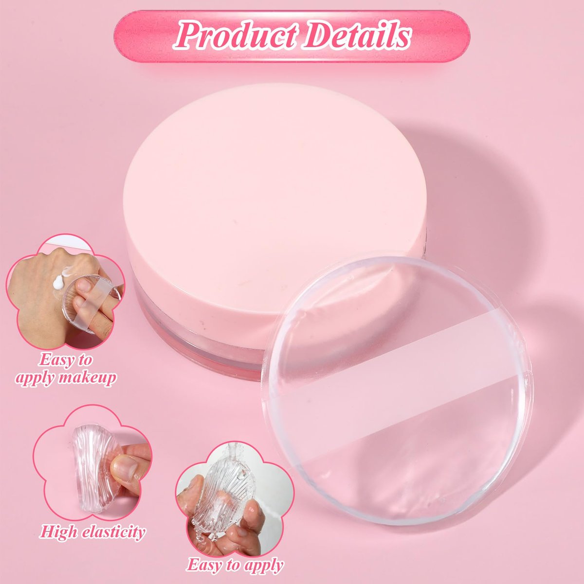2-Pack Clear Silicone Makeup Sponges – Reusable, Non-Absorbent Foundation Blender for Flawless Application - görsel 3