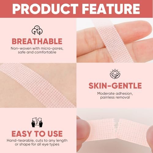 TEAWOO 18 Rolls Lash Tape for Eyelash Extensions – Pink Silicone Tape, 180 Yards - görsel 6