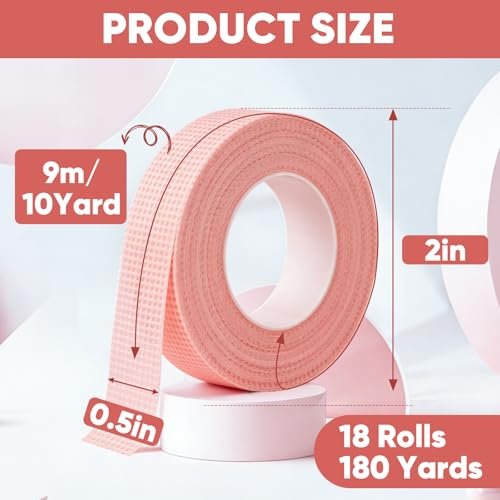 TEAWOO 18 Rolls Lash Tape for Eyelash Extensions – Pink Silicone Tape, 180 Yards - görsel 4