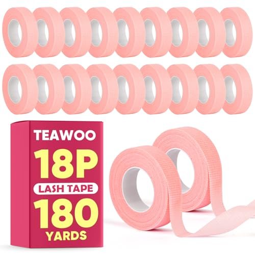 TEAWOO 18 Rolls Lash Tape for Eyelash Extensions – Pink Silicone Tape, 180 Yards - görsel 2