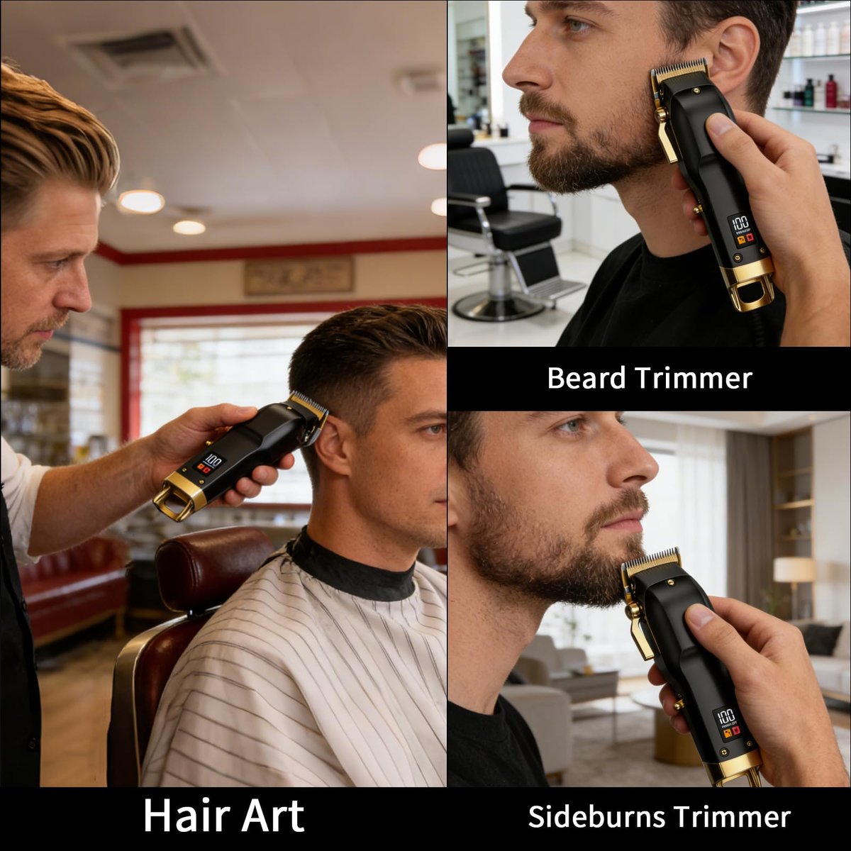 Elehomyou Cordless Hair Clippers for Men - 15-Piece Grooming Set with 8 Color-Coded Guards, Stainless Steel Blades, Beard Trimmer & Barber Accessories Avelisse