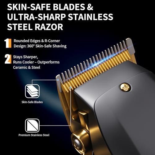 Elehomyou Cordless Hair Clippers for Men - 15-Piece Grooming Set with 8 Color-Coded Guards, Stainless Steel Blades, Beard Trimmer & Barber Accessories Avelisse