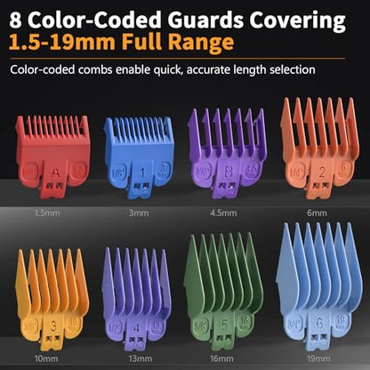 Elehomyou Cordless Hair Clippers for Men - 15-Piece Grooming Set with 8 Color-Coded Guards, Stainless Steel Blades, Beard Trimmer & Barber Accessories Avelisse